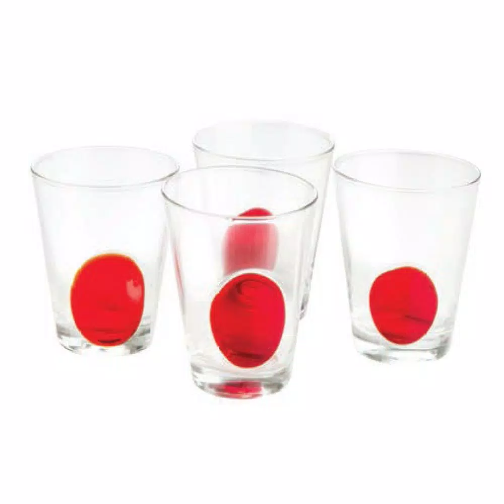 Drinkware Abigails 8 Oz. 3.75 In. D X 4 In. H Clear Double Old-Fashioned With Red Dots (Set Of 4)