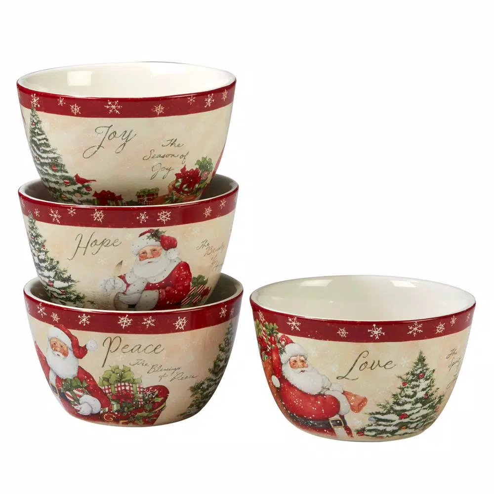 Dinnerware Certified International Holiday Wishes By Susan Winget 5.25 In. Ice Cream Bowl (Set Of 4)