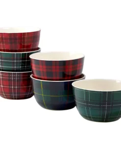 Dinnerware Certified International Christmas Plaid 5.5 In. Ice Cream Bowl (Set Of 6)