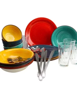 Gibson Home Color Speckle 28-Piece Casual Assorted Colors Stone Dinnerware Set (Service For 14)