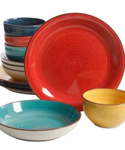 Gibson Home Color Speckle 12-Piece Casual Assorted Colors Stoneware Dinnerware Set (Service For 4)