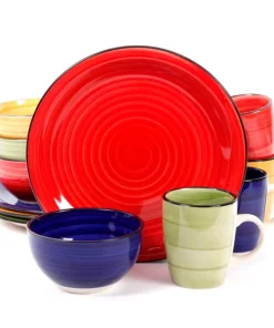 Gibson Color Speckle 12-Piece Rustic Assorted Stoneware Dinnerware Set (Service For 4)