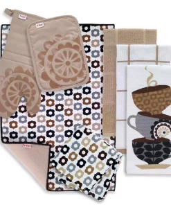 Table Linens & Kitchen Linens RITZ T-Fal Sand Cotton Coffee Solids And Prints Kitchen Towels (Set Of 8)
