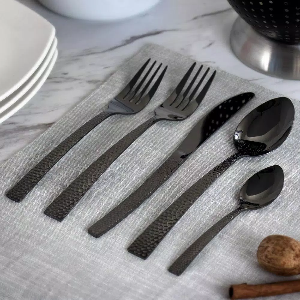 MegaChef Baily 20-Piece Black Stainless Steel Flatware Set (Service For 4) - Image 3