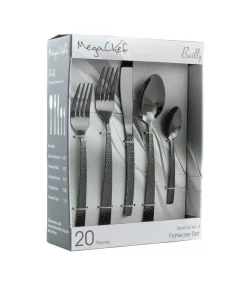 MegaChef Baily 20-Piece Black Stainless Steel Flatware Set (Service For 4)