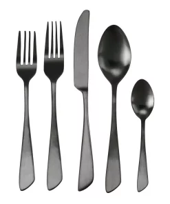 MegaChef Gibbous 20-Piece Black Stainless Steel Flatware Set (Service For 4)