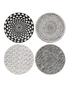 Dinnerware 3R Studios Black And White Stoneware Plate (Set Of 4 Designs)