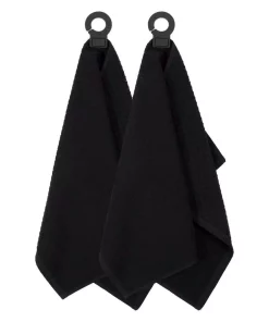 Table Linens & Kitchen Linens RITZ Hook And Hang Black Woven Cotton Kitchen Towel (Set Of 2)