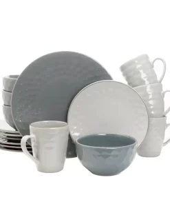 Elama Tahitian Grand 16-Piece Casual Blue Stoneware Dinnerware Set (Service For 4)