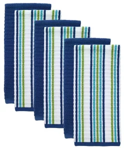 Table Linens & Kitchen Linens RITZ T-Fal Cool/Blue Solid And Stripe Cotton Waffle Terry Kitchen Dish Towel (Set Of 6)