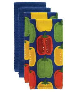 Table Linens & Kitchen Linens RITZ T-fal Multicolor Peppers Cotton Fiber Reactive Print And Solid Kitchen Dish Towel (Set Of 4)