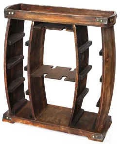 Bar Accessories Vintiquewise 8-Bottle Brown Rustic Wooden Wine Rack With Decorative Wine Glass Holder