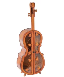 Bar Accessories Vintiquewise Brown 4.5 Feet Tall Violin Shaped Cabinet With 2-Shelf And Acrylic Clear Double Door