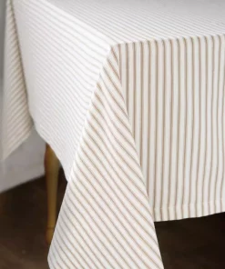 Table Linens & Kitchen Linens Heritage Lace Ticking Rectangle And White Cotton Tablecloth