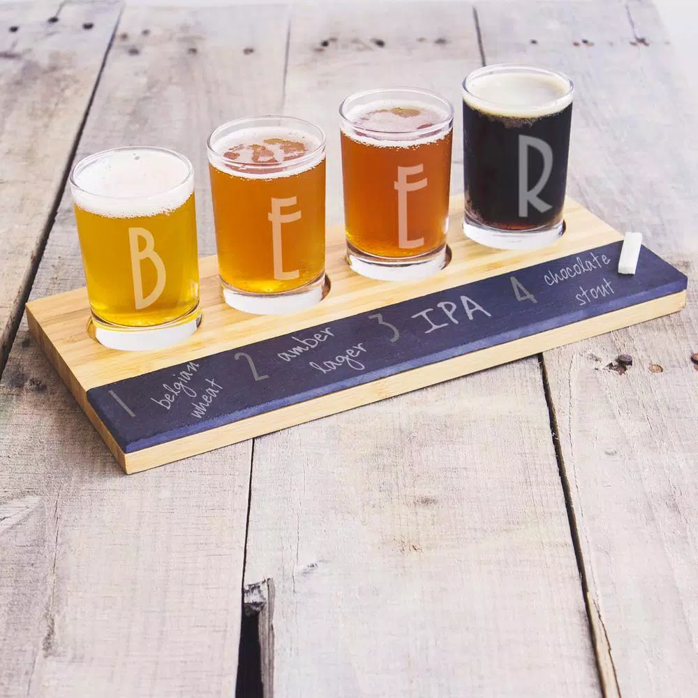 Drinkware Cathy’s Concepts 5.5 Oz. Bamboo And Slate Craft Beer Tasting Flight - Image 7