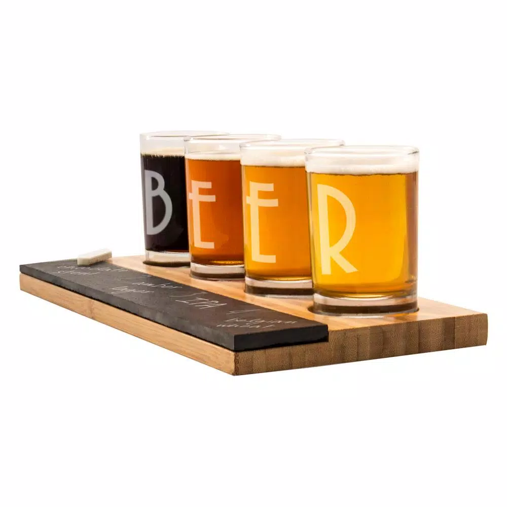 Drinkware Cathy’s Concepts 5.5 Oz. Bamboo And Slate Craft Beer Tasting Flight - Image 3