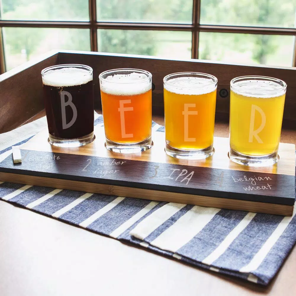 Drinkware Cathy’s Concepts 5.5 Oz. Bamboo And Slate Craft Beer Tasting Flight - Image 6