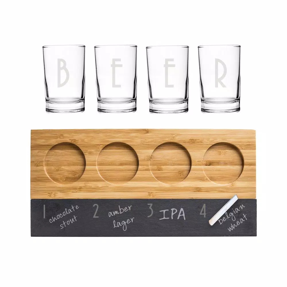 Drinkware Cathy’s Concepts 5.5 Oz. Bamboo And Slate Craft Beer Tasting Flight