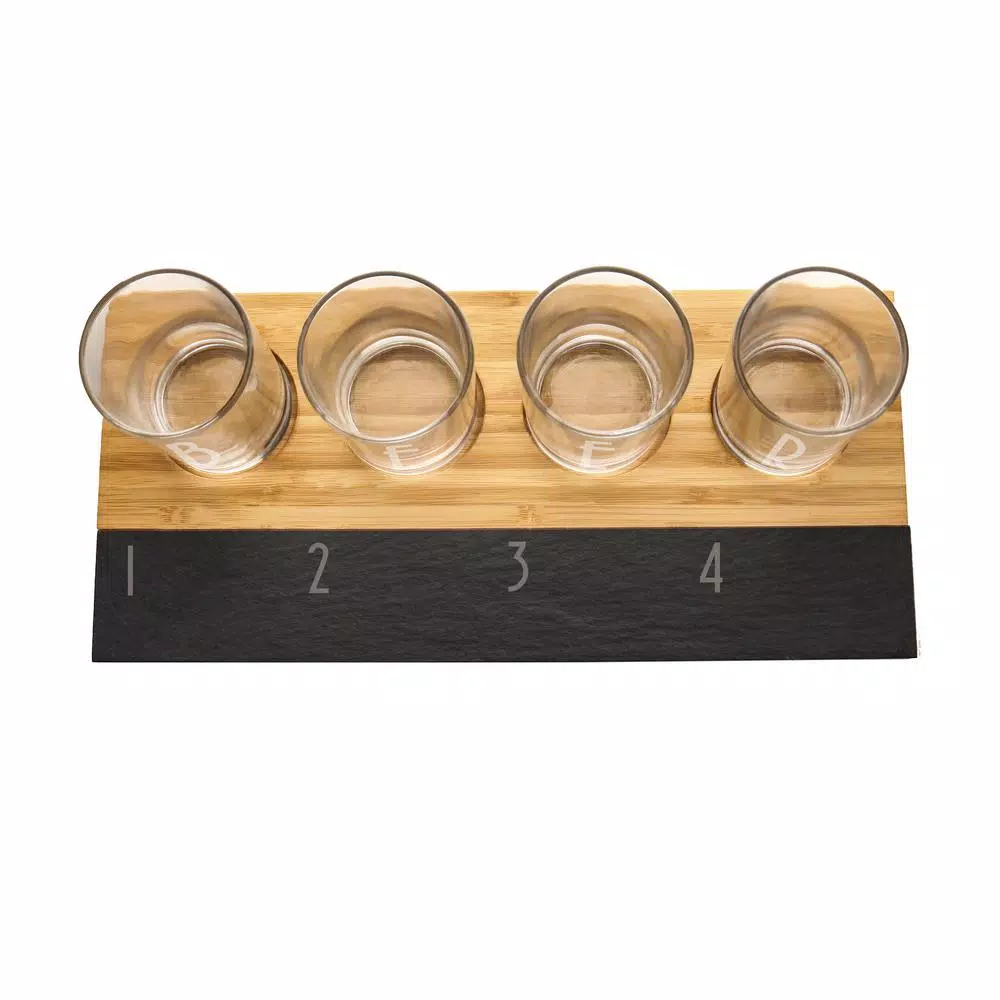 Drinkware Cathy’s Concepts 5.5 Oz. Bamboo And Slate Craft Beer Tasting Flight - Image 4