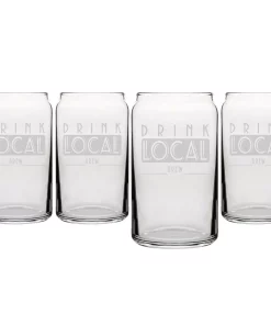 Drinkware Cathy’s Concepts “Drink Local” 16 Oz. Craft Beer Can Glasses