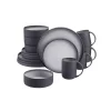 Home Decorators Collection Pierce 16-Piece Charcoal And Shadow Gray Contrast Stoneware Dinnerware Set (Service For 4)