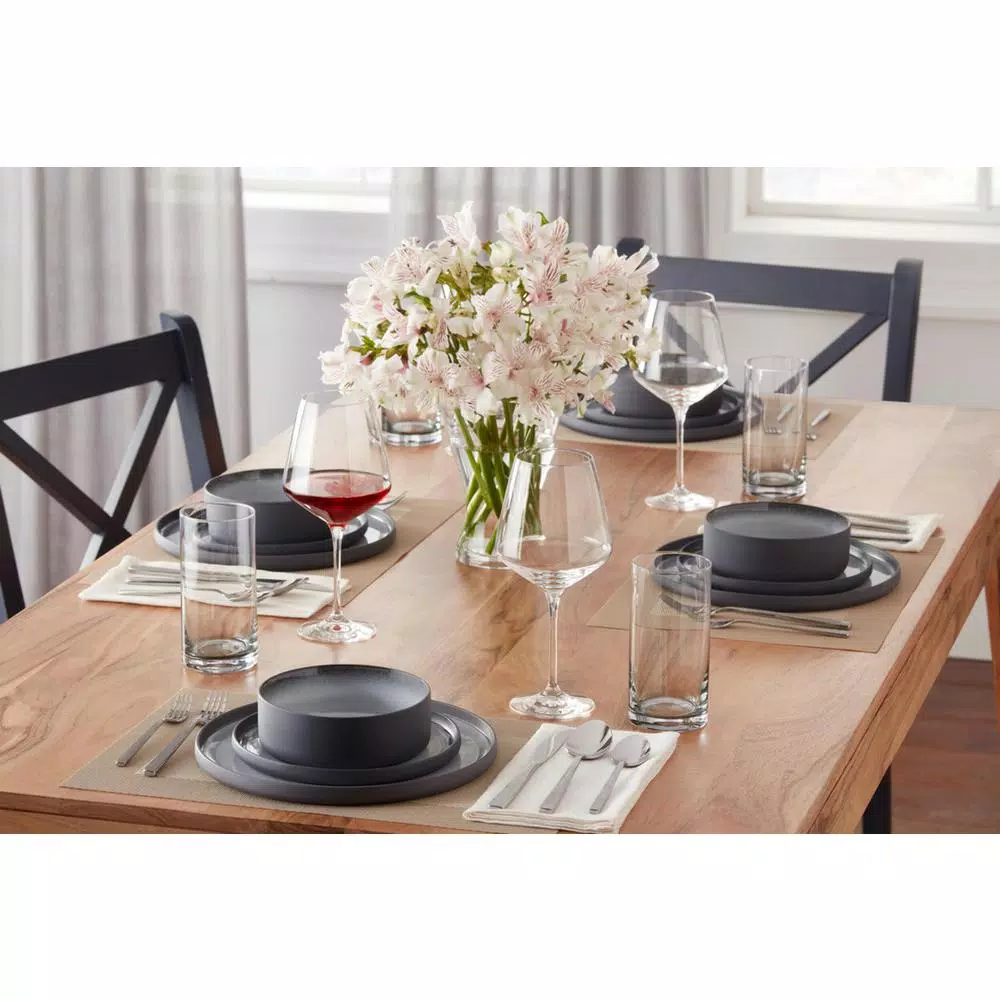 Home Decorators Collection Pierce 16-Piece Charcoal And Shadow Gray Contrast Stoneware Dinnerware Set (Service For 4) - Image 2