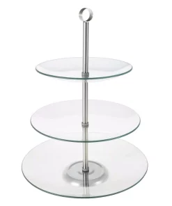 Disposable Tableware Classic Cuisine 3-Tier Round Tempered Glass Dessert Tray (5 Per Case)