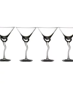 Drinkware Abigails Martini 13 Oz. Glass With Wave Stem (Set Of 4)