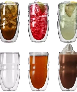 Drinkware Ozeri Serafino Double Wall 16 Oz. Iced Tea And Coffee Insulated Drinking Glasses (Set Of 6)