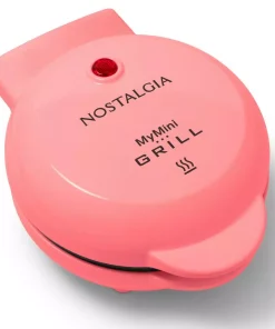 Dinnerware Nostalgia 25 Sq. In. Coral Pink Cast-Iron Smokeless MyMini Personal Electric Grill