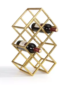 Bar Accessories DANYA B Sparkling Gold Iron 9-Bottle Wine Rack