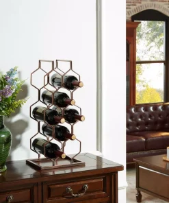 Bar Accessories DANYA B Copper Electroplated 8-Bottle Wine Rack
