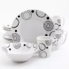 Gibson Home 12-Piece Mid-century Decorated With Black Geometric Design On White Porcelain Dinnerware Set (Service For 4)
