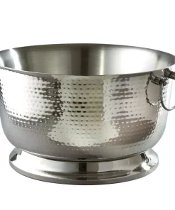 Bar Accessories Elegance 5.75 Gal. Hammered Stainless Steel Party Tub With Double Wall Insulation And Carrying Handles