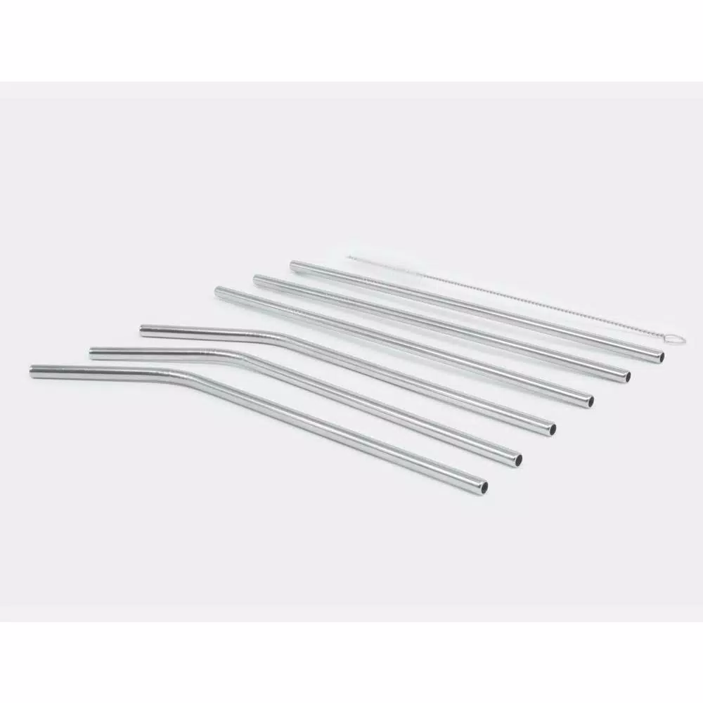 Disposable Tableware ExcelSteel 14-Piece Stainless Steel Straw Set With Cleaning Brushes