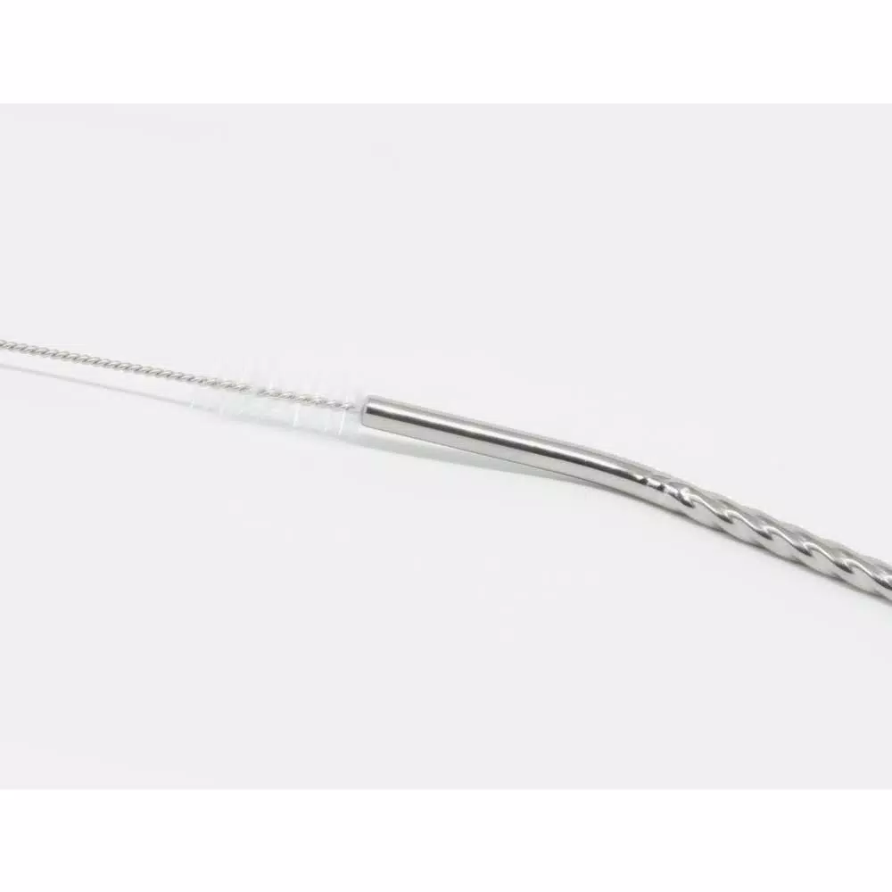 Disposable Tableware ExcelSteel 14 Pc Reusable Swirl Mini Straw Set W/ Cleaning Brushes - Image 3