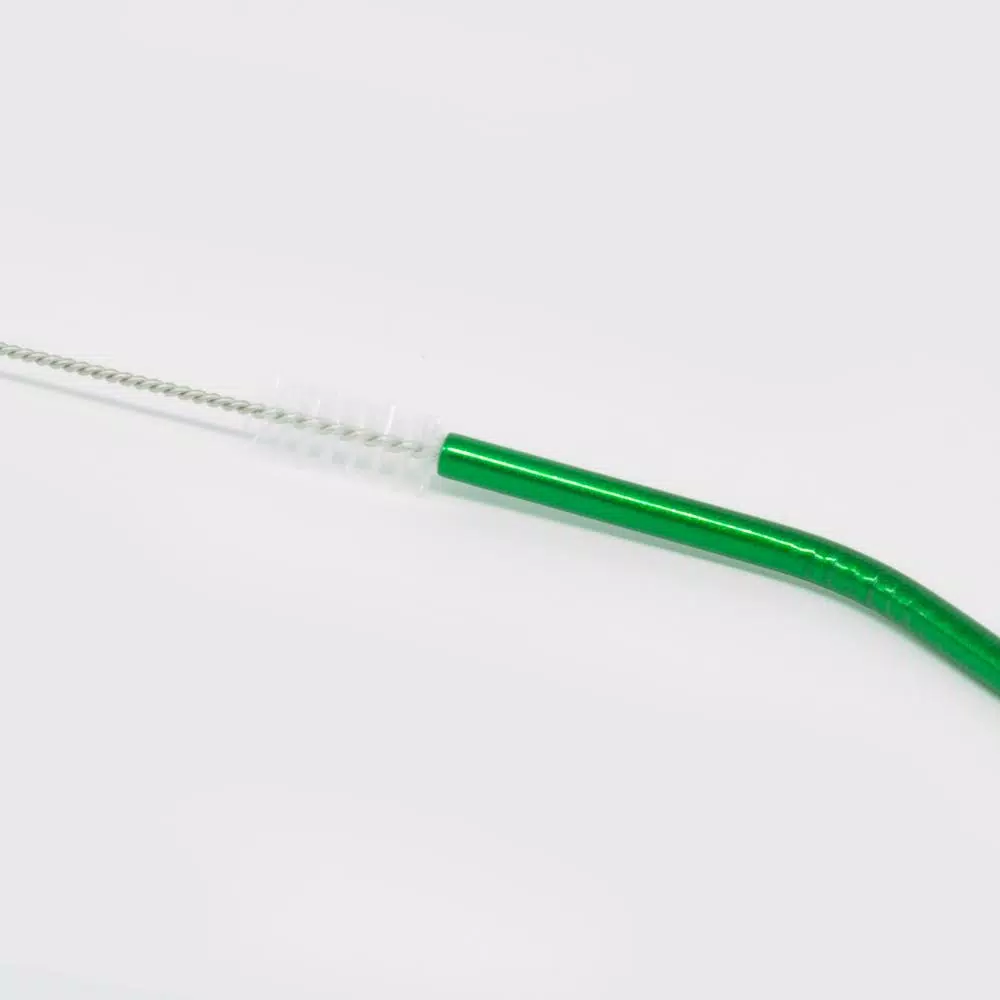 Disposable Tableware ExcelSteel 10 Pc Reusable Powder Coated Stainless Steel Straws W/ Cleaning Brushes - Image 3