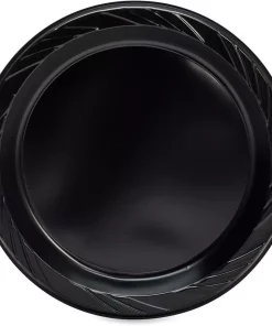 Disposable Tableware Genuine Joe 9 In. Black Disposable Plastic Plates (125 Per Case)