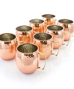 Drinkware Gibson 18 Oz. Copper Hammered Brass Muel Mugs (Set Of 8)