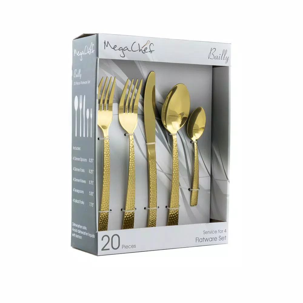 MegaChef Baily 20-Piece Gold Stainless Steel Flatware Set (Service For 4)