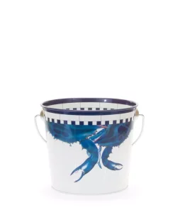 Bar Accessories Golden Rabbit 2 Qt. Blue Crab Decorative Steel Pail
