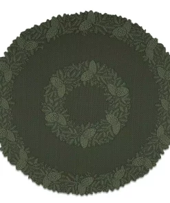 Table Linens & Kitchen Linens Heritage Lace Highland Pine 42 In. W X 42 In. L Aspen Green Floral Polyester Round Table Topper