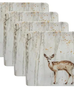 Dinnerware Certified International A Woodland Walk 4-Piece Country/Cottage Grey And Sepia Ceramic Dinner Plate Set (Service For 4)