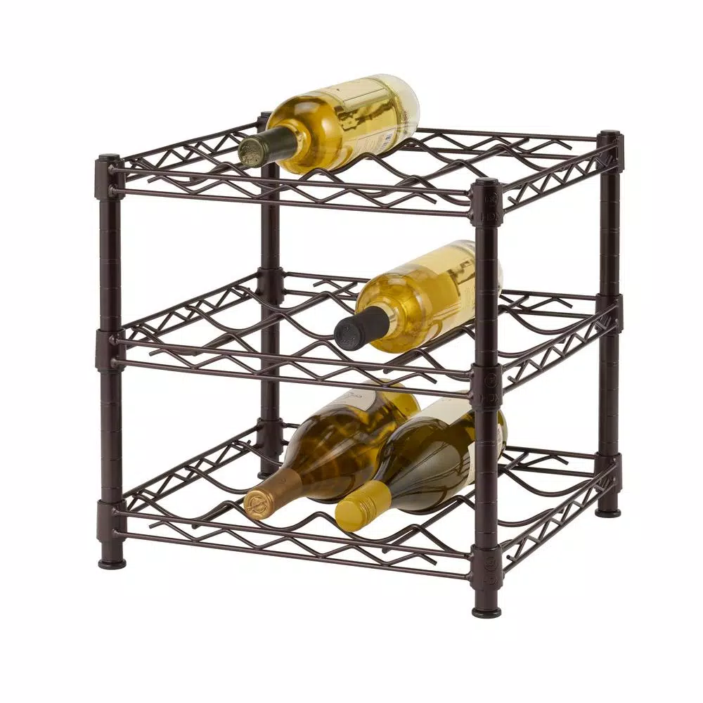 Bar Accessories HDX 3-Shelf Countertop Wire Wine Rack In Antique Bronze - Image 3