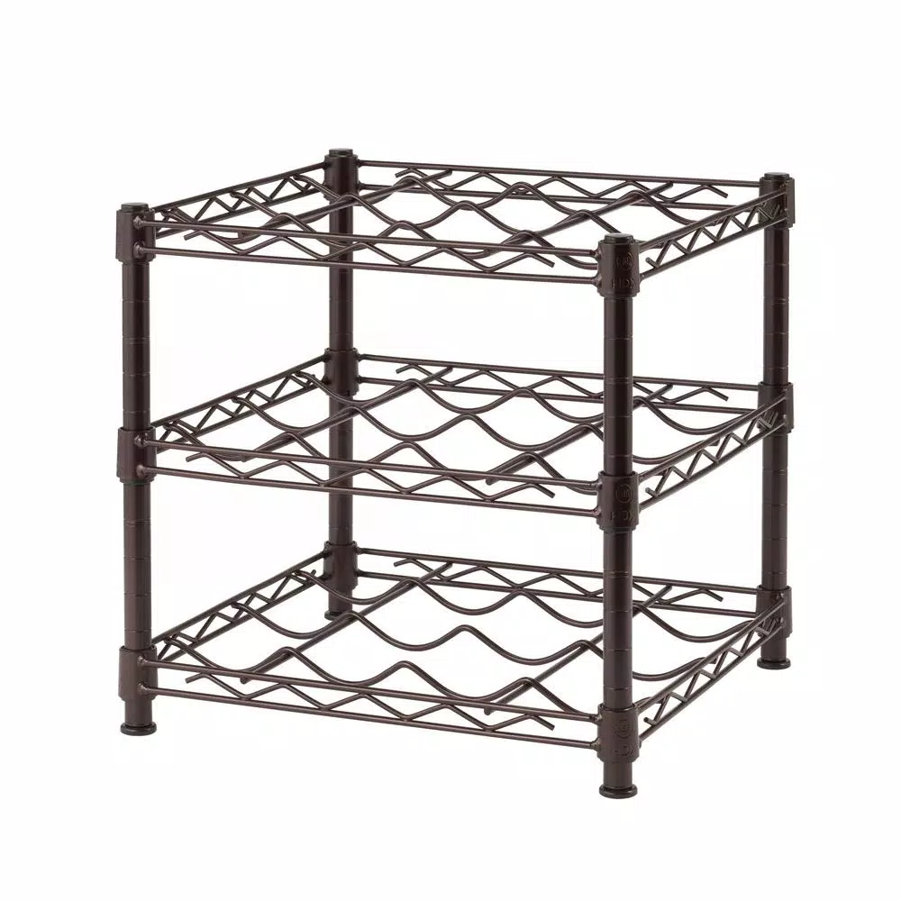 Bar Accessories HDX 3-Shelf Countertop Wire Wine Rack In Antique Bronze