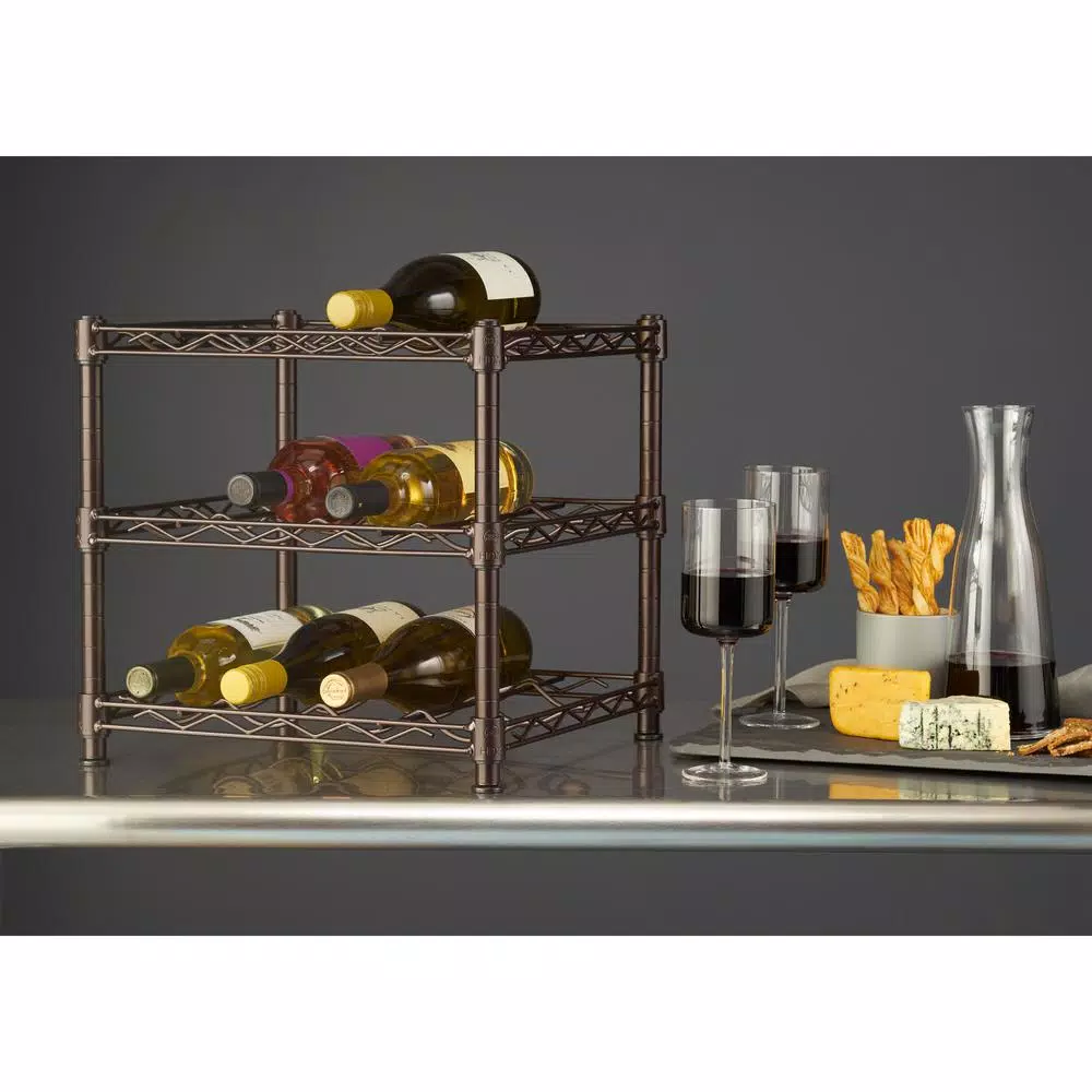 Bar Accessories HDX 3-Shelf Countertop Wire Wine Rack In Antique Bronze - Image 2