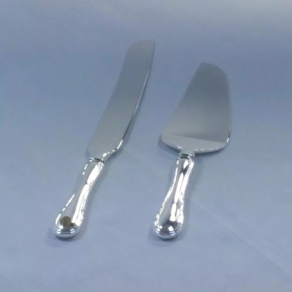 Flatware Heim Concept 6 In. Length 2-Piece Silver Cake Server And Knife With Rim - Image 2