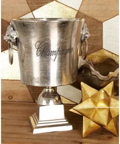 Bar Accessories LITTON LANE 13 In. X 16 In. Rustic Silver Aluminum “Champagne” Wine Cooler