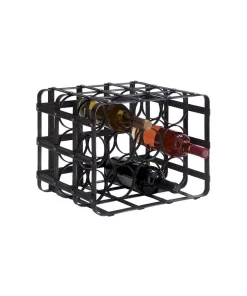 Bar Accessories LITTON LANE 12-Bottle Black Iron Cage Wine Rack