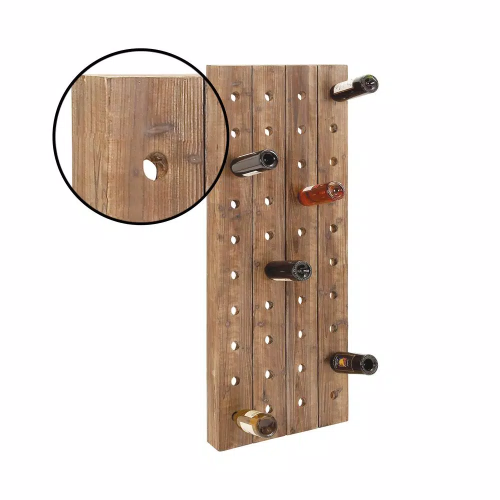 Bar Accessories LITTON LANE Pegboard 40-Bottle Wine RackĀ in Exposed Mahogany Finish - Image 4